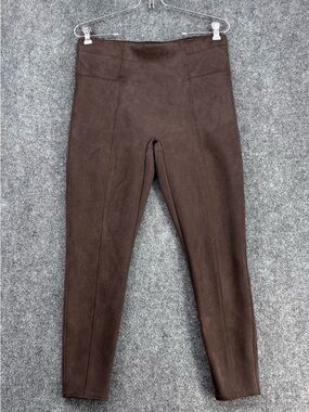 Spanx Brown Faux Suede High Rise Leggings Women’s L Equestrian Minimalist Chic